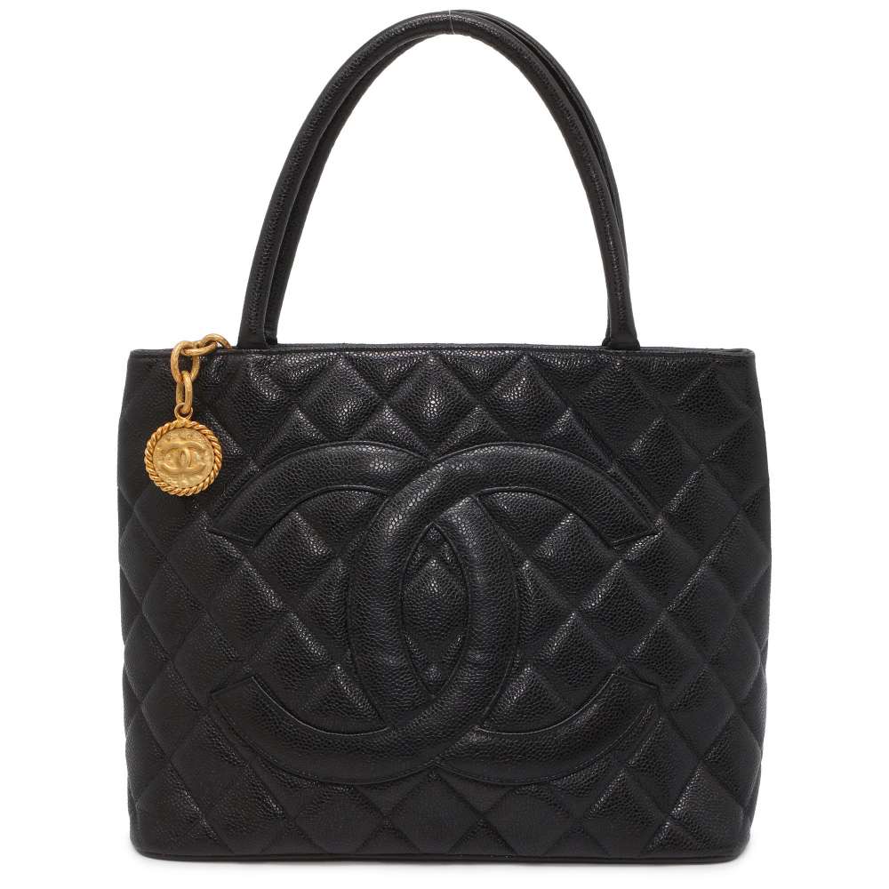 CHANEL Medallion Tote Black A01804 Caviar Leather