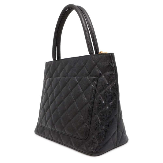CHANEL Medallion Tote Black A01804 Caviar Leather