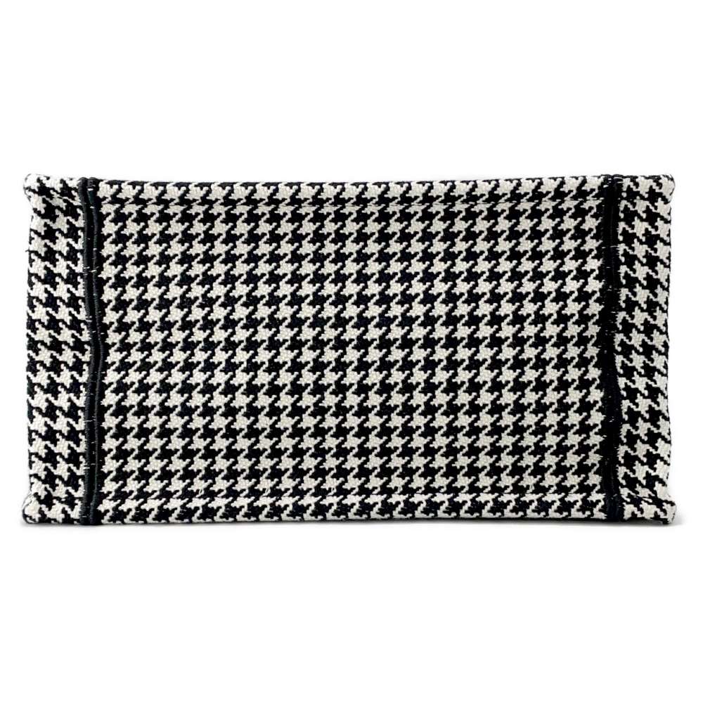 Dior Book Tote Houndstooth Pattern Black/White Canvas Size Small