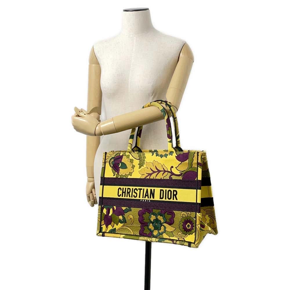 Dior Book tote Yellow/Multicolor Canvas Size Medium