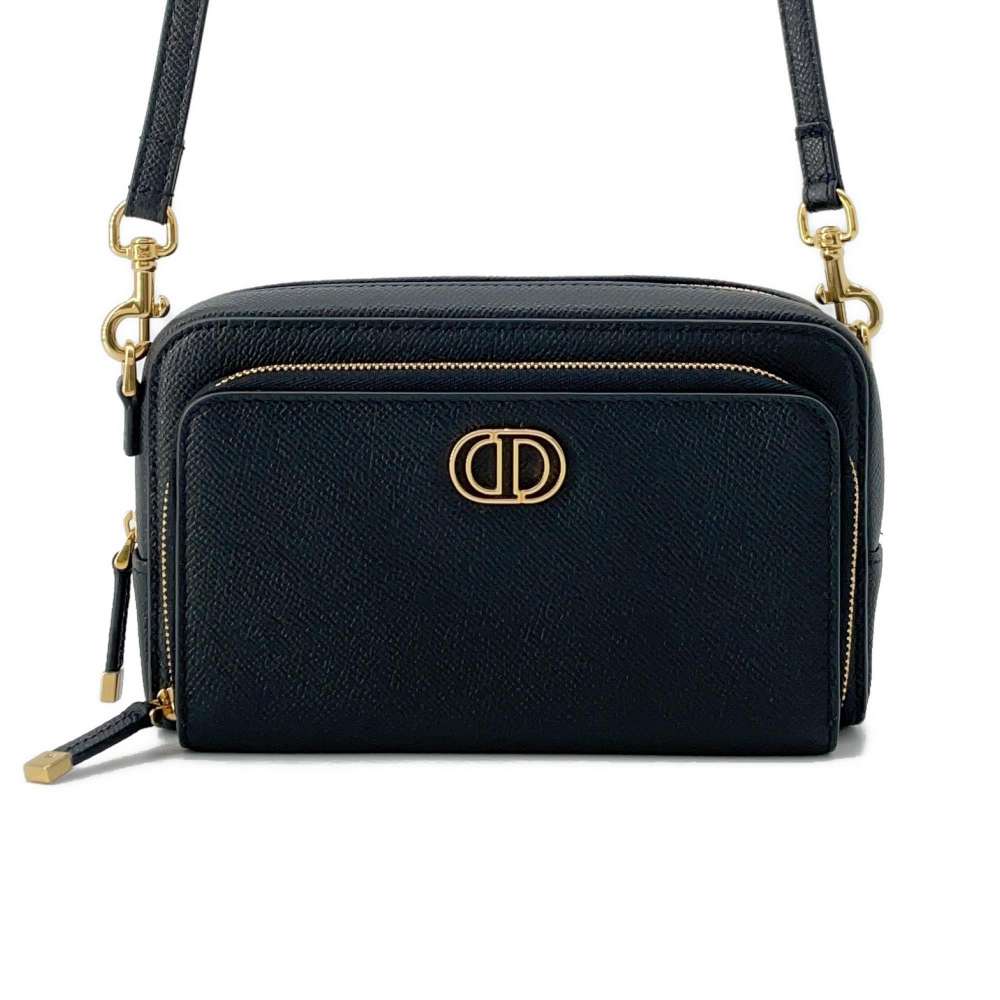 Dior Karo Double Pouch Shoulder Bag Black S7431UBAE Leather