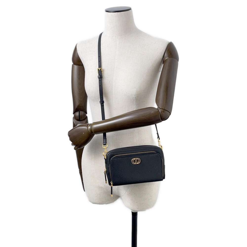 Dior Karo Double Pouch Shoulder Bag Black S7431UBAE Leather