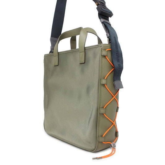 Dior Sacai Collaboration Saddle Tote Bag Moss Green/Navy Nylon Leather