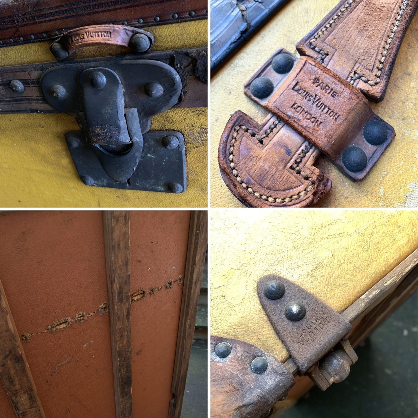 LOUIS VUITTON Antique Orange Yellow Vuittonite Cabin Steamer Trunk