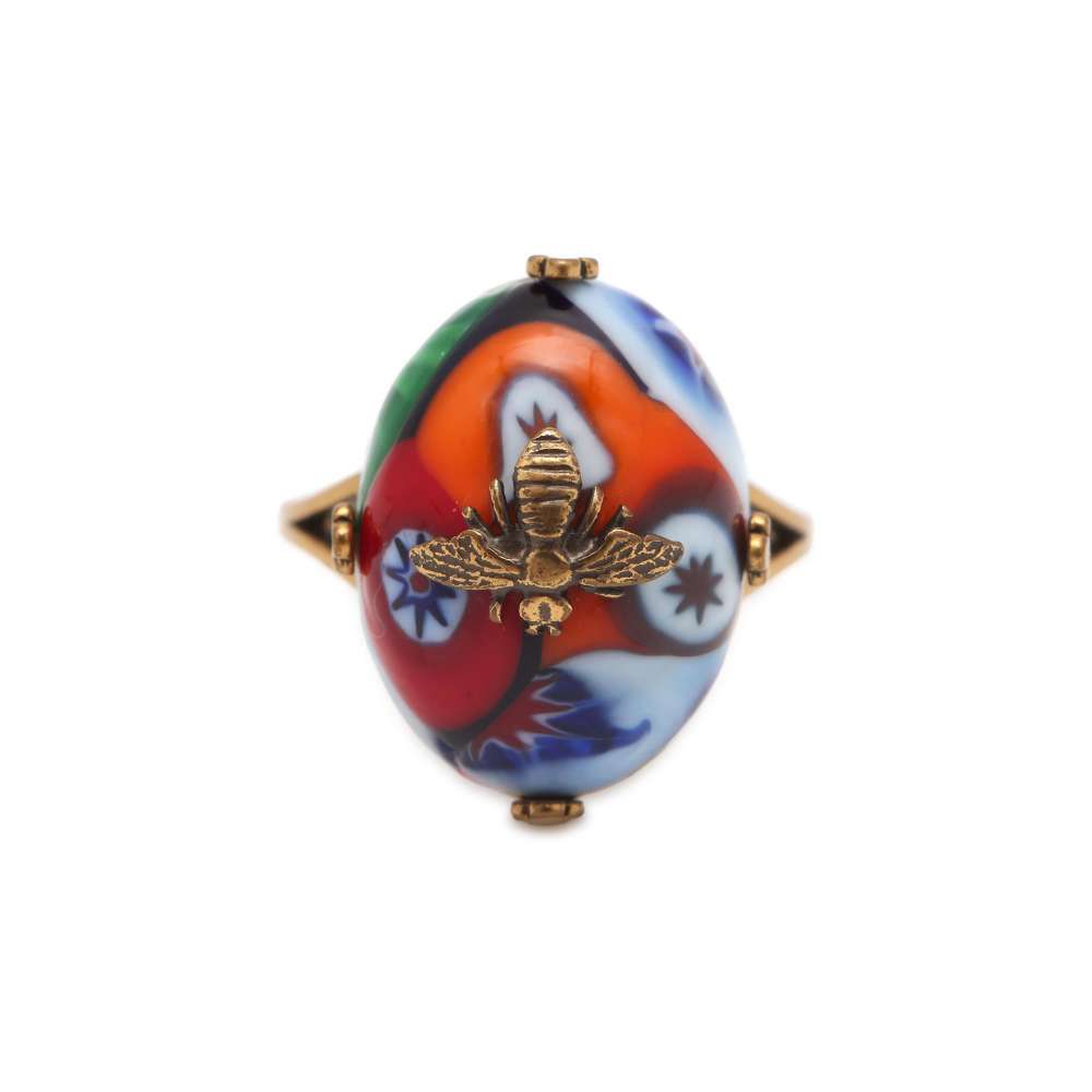 Dior Stone Ring Size L Multicolor Metal