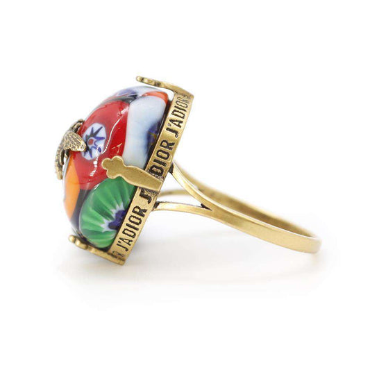 Dior Stone Ring Size L Multicolor Metal