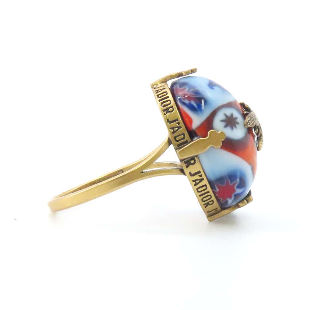 Dior Stone Ring Size L Multicolor Metal
