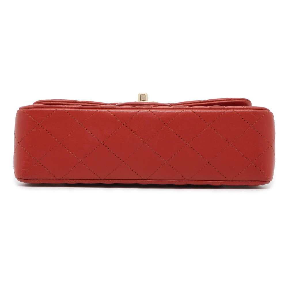 CHANEL Matelasse Double Flap ChainShoulder Bag Red A01113 Lambskin Size 23