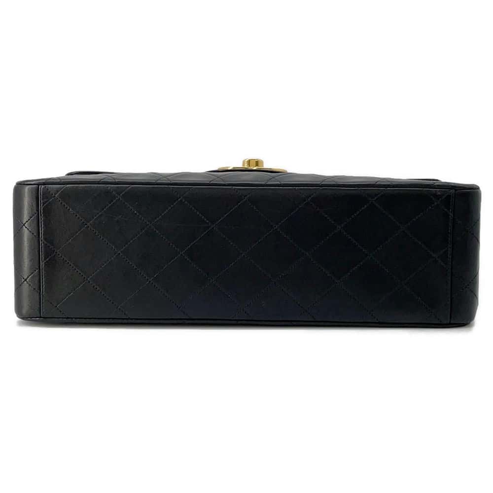 CHANEL Jumbo Matelasse ChainShoulder Bag Black Lambskin Size 34