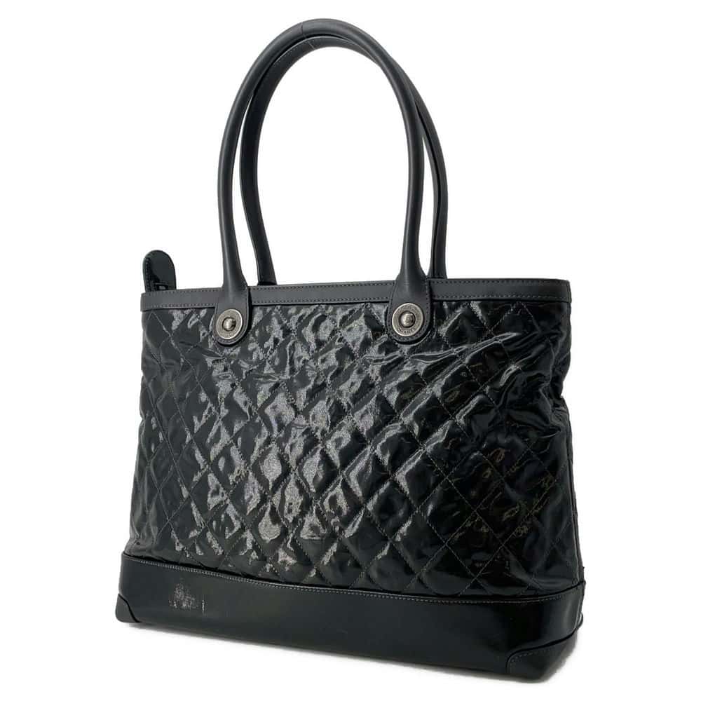 CHANEL Matelasse Tote Bag Black Patent Leather
