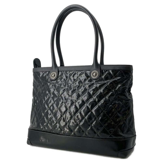 CHANEL Matelasse Tote Bag Black Patent Leather