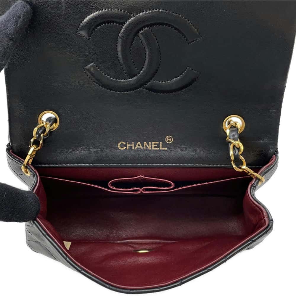 CHANEL Mini Matelasse ChainShoulder Bag Black A03571 Lambskin