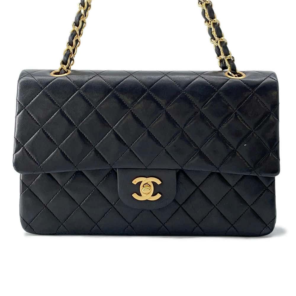 CHANEL Matelasse ChainShoulder Bag Black A01112 Lambskin Size 25