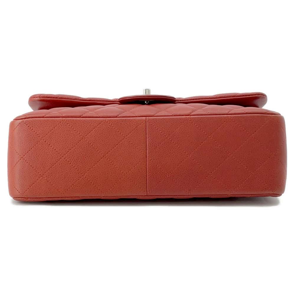 CHANEL Matelasse W Flap ChainShoulder Bag Red A58600 Caviar Leather Size 30