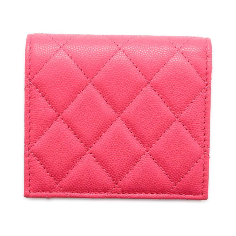 CHANEL CC Logo Bifold Wallet Pink AP3828 Caviar Leather