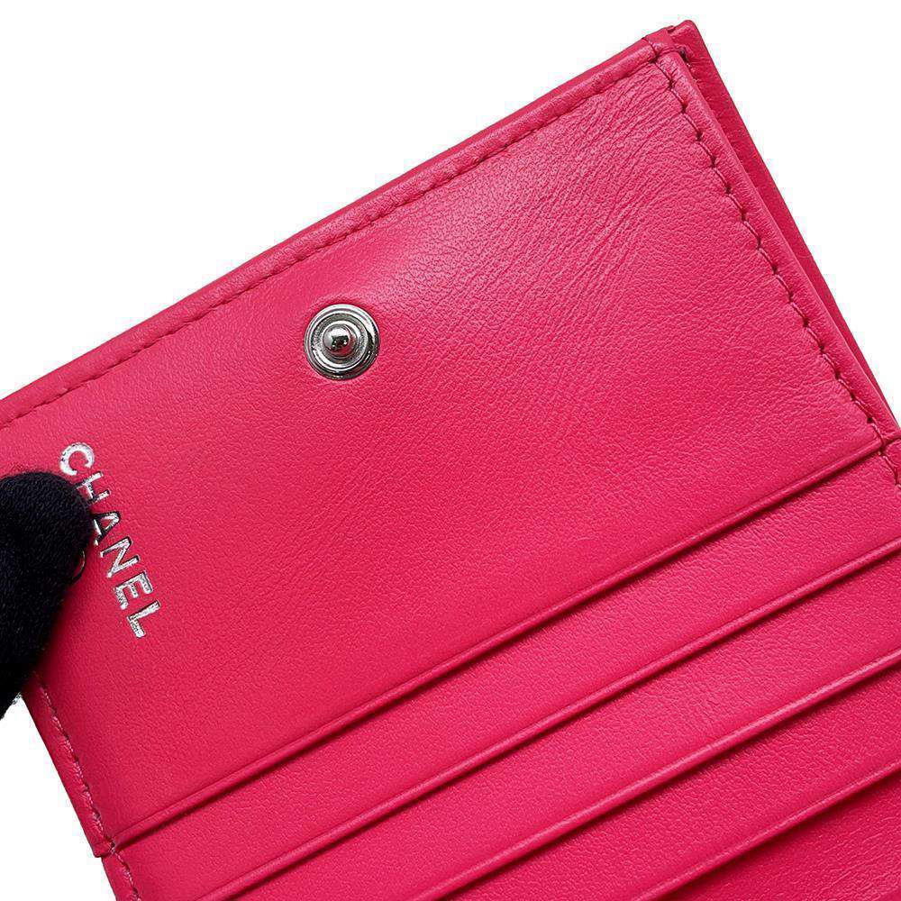 CHANEL CC Logo Bifold Wallet Pink AP3828 Caviar Leather