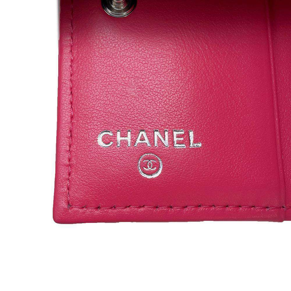 CHANEL CC Logo Bifold Wallet Pink AP3828 Caviar Leather