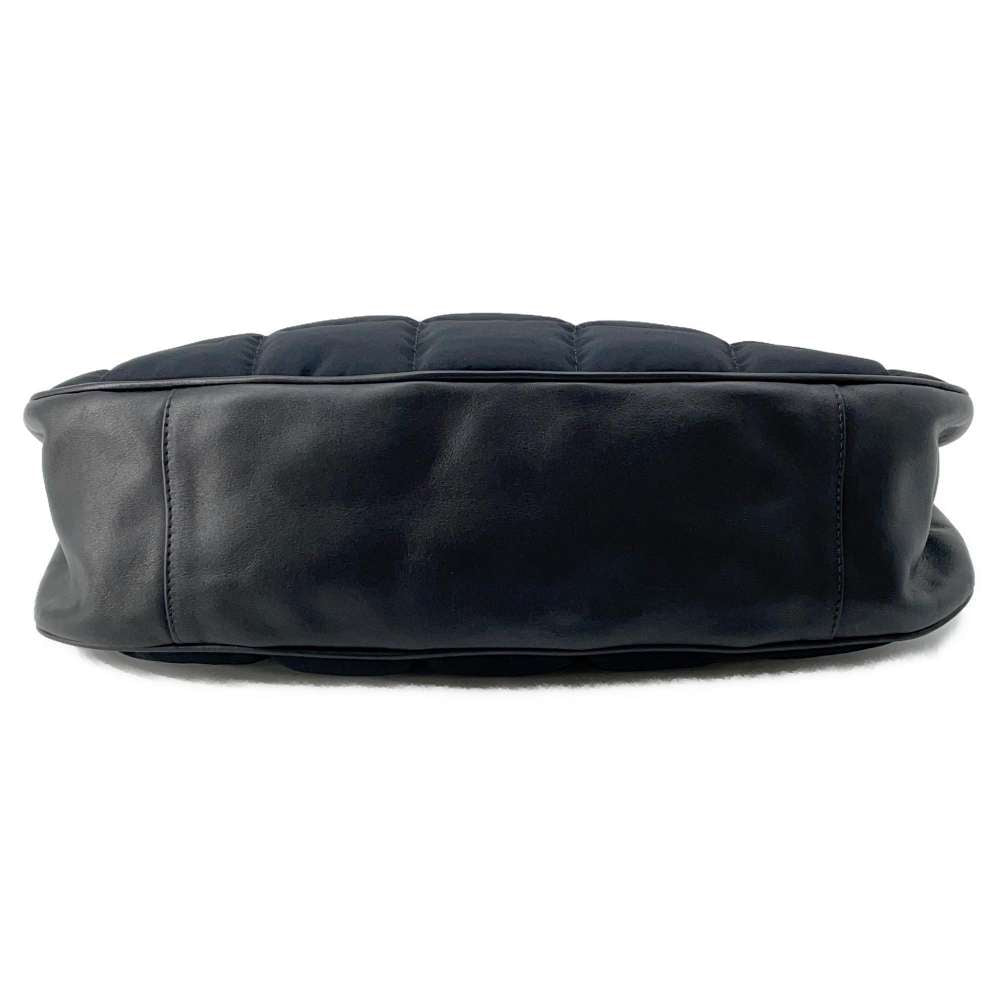 CHANEL Chocolate Bar ChainShoulder Black Nylon Lambskin