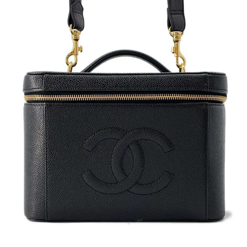 CHANEL 2way vanity Black Caviar Leather
