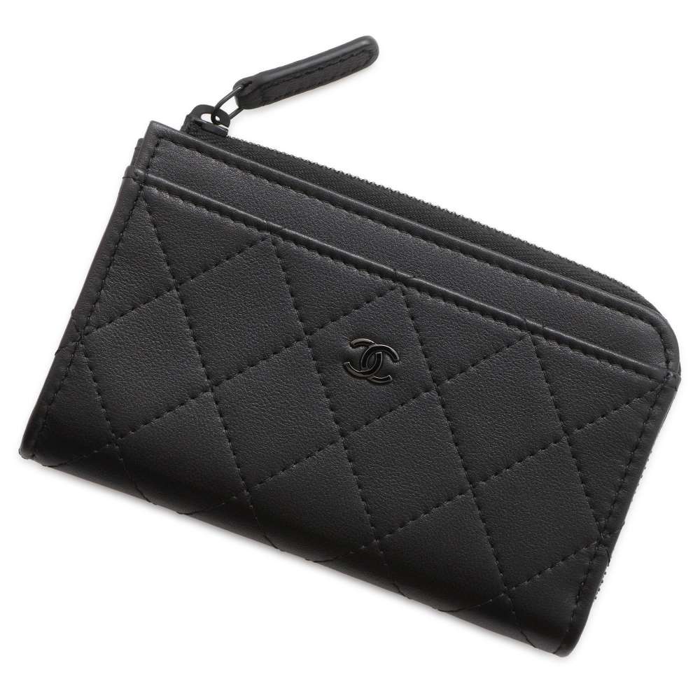 CHANEL Fragment Coin purse Black AP3820 Grained CalfLeather