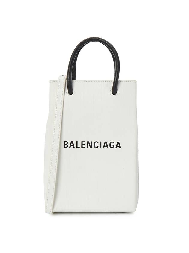 Luxury Balenciaga  Logo Print Phone Holder Small Cross Bag White