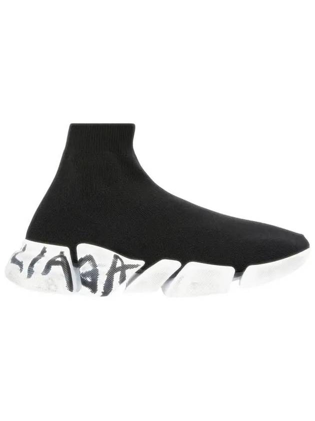 Luxury Balenciaga  Speed 2.0 Graffiti Knit High Top Sneakers Black
