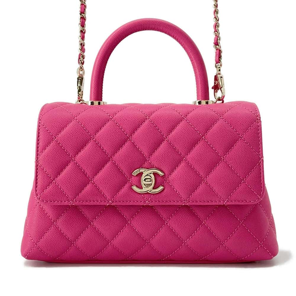 CHANEL Coco Handle 2Way Shoulder Bag Pink A92990 Caviar Leather Size XS