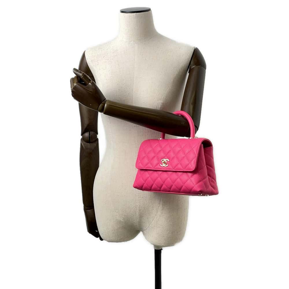 CHANEL Coco Handle 2Way Shoulder Bag Pink A92990 Caviar Leather Size XS