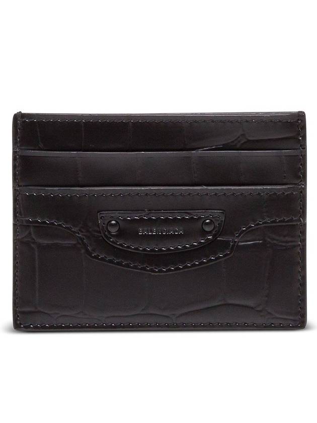 Luxury Balenciaga  Neo Classic Crocodile Effect Card Wallet Black