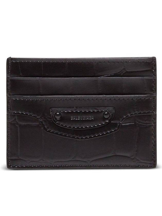 Luxury Balenciaga  Neo Classic Crocodile Effect Card Wallet Black