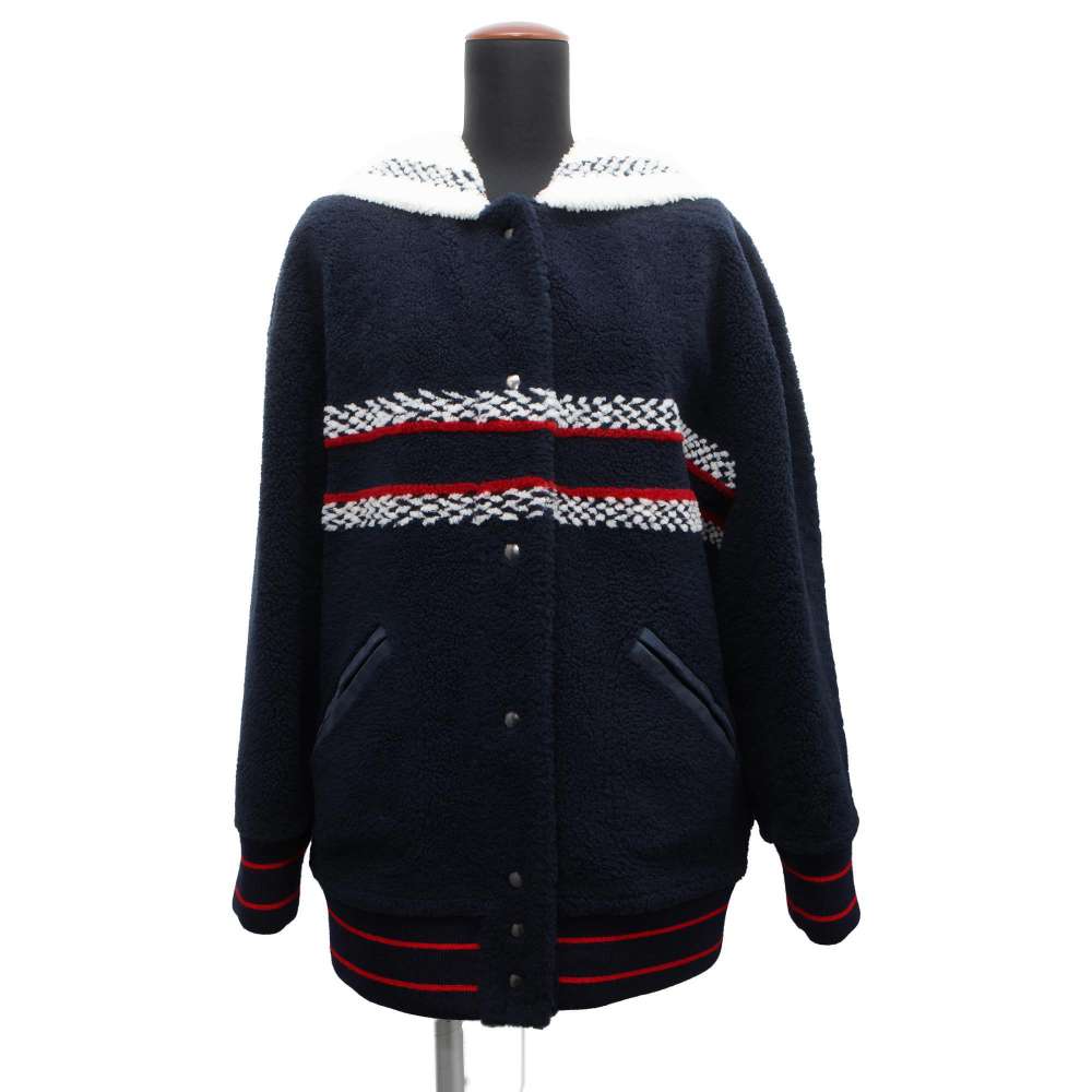 Dior Reversible Mouton Jacket Size 38 Navy/Red/White 248C40AL842 Lamb100% Wool 94% Nylon5% Elastine1%