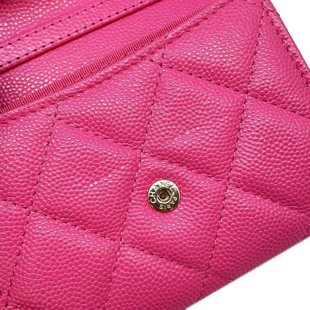 CHANEL Matelasse Classic Chain Wallet Pink AP0238 Caviar Leather