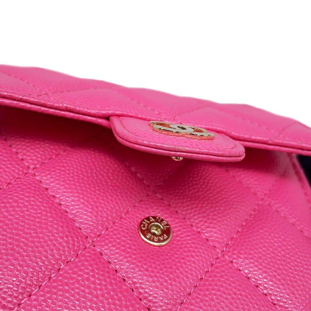 CHANEL Matelasse Classic Chain Wallet Pink AP0238 Caviar Leather