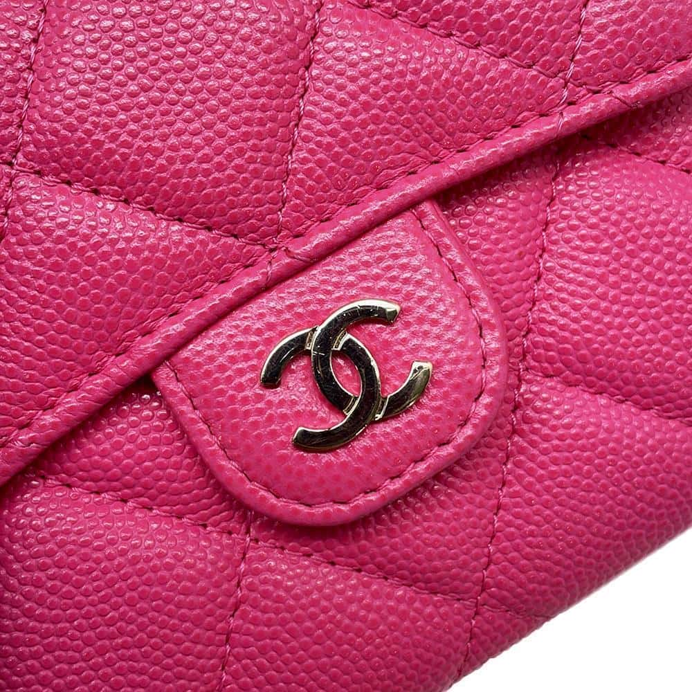 CHANEL Matelasse Classic Chain Wallet Pink AP0238 Caviar Leather