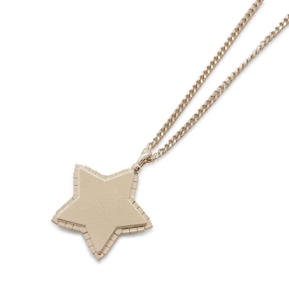 CHANEL CC Logo Rhinestone Star Necklace Champagne Gold Metal