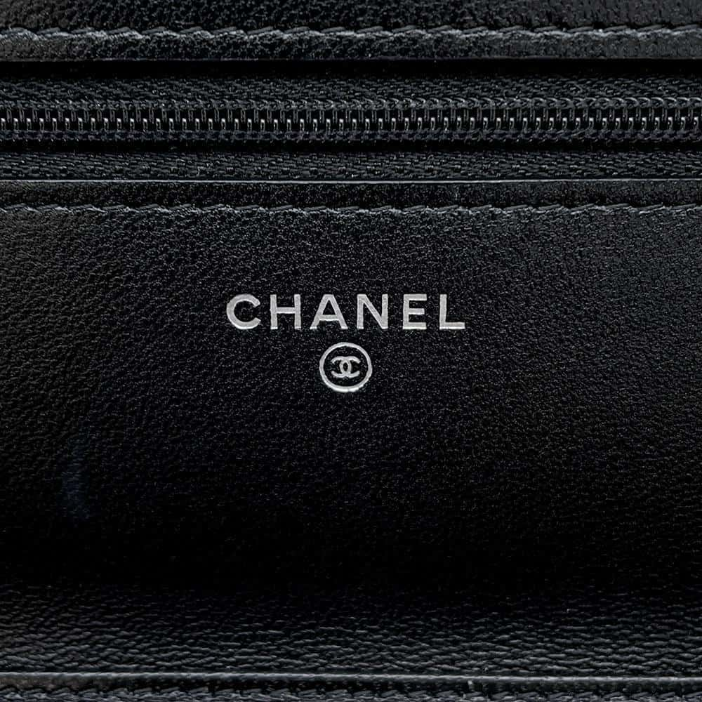 CHANEL Chain wallet Black/White AP0250 Tweed