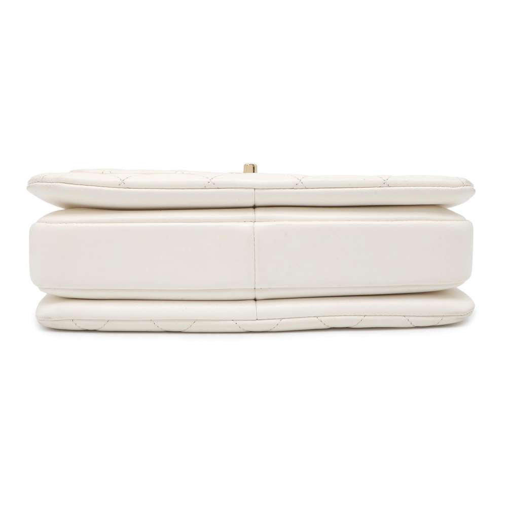 CHANEL Matelasse Top Handle Flap Bag White A92236 Lambskin