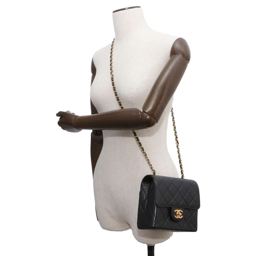 CHANEL Mini Matelasse ChainShoulder Bag Black AS3648 Calf Leather Size Mini
