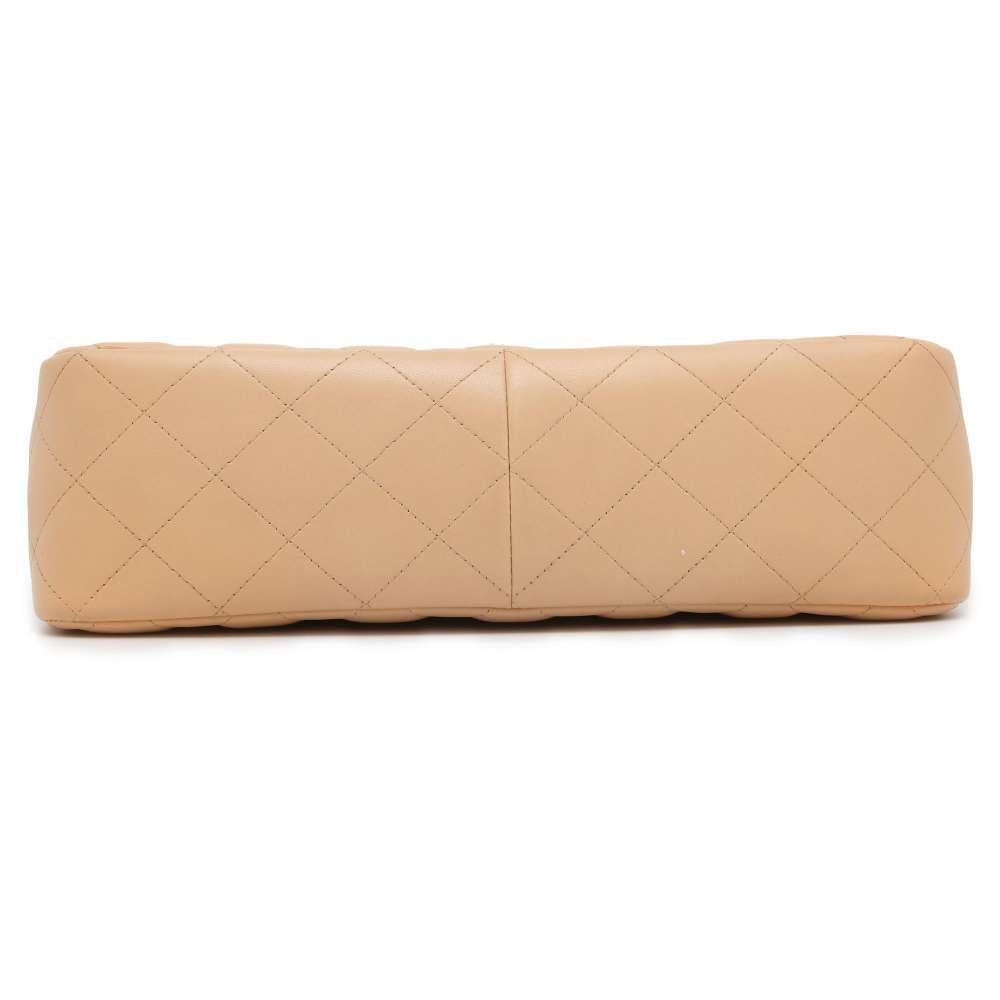 CHANEL Matelasse W Flap W Chain Shoulder Beige A58600 Lambskin Size 30