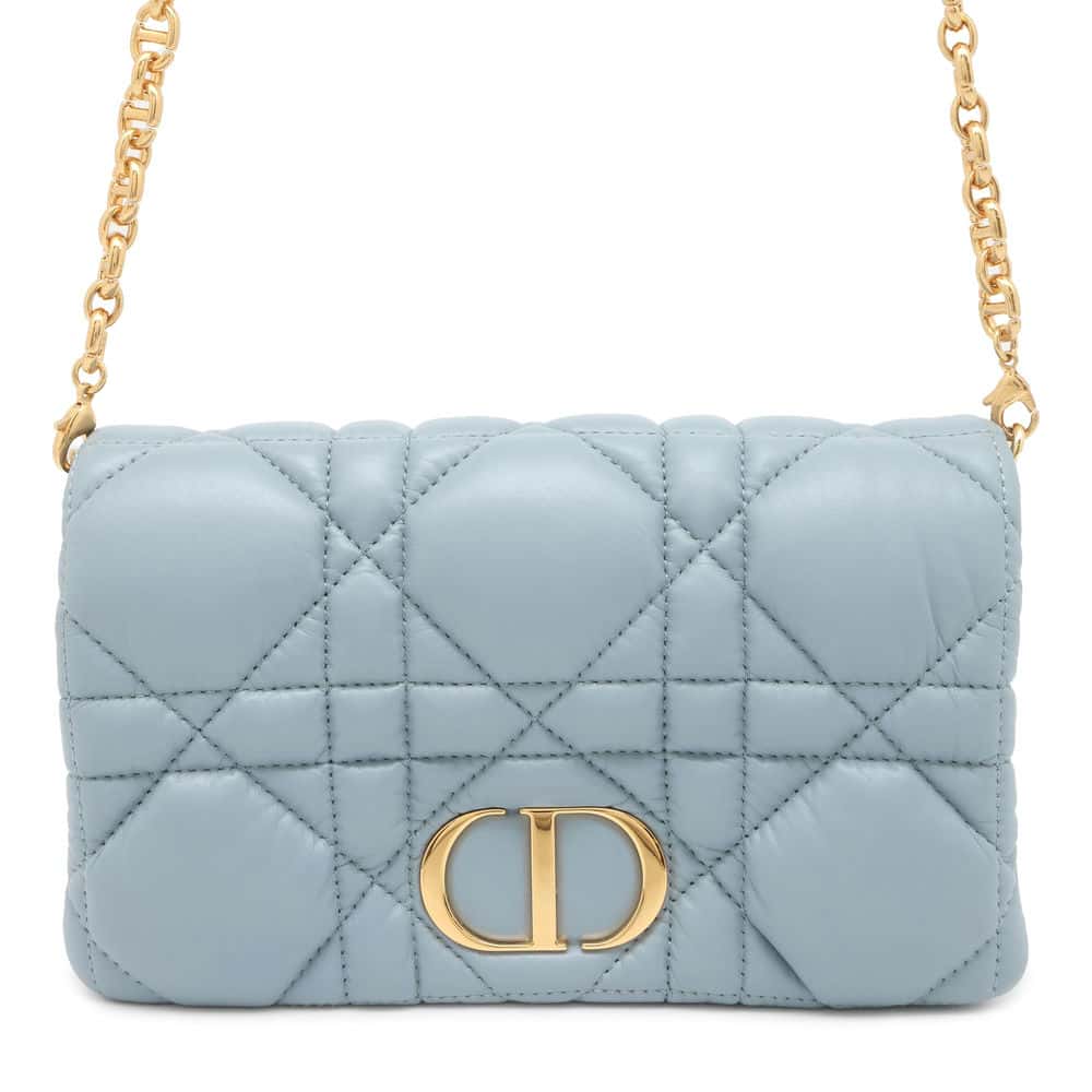 Dior Macrocannage Caro ChainShoulder Bag CloudBlue S5135UNGX Calf Leather Size Mini