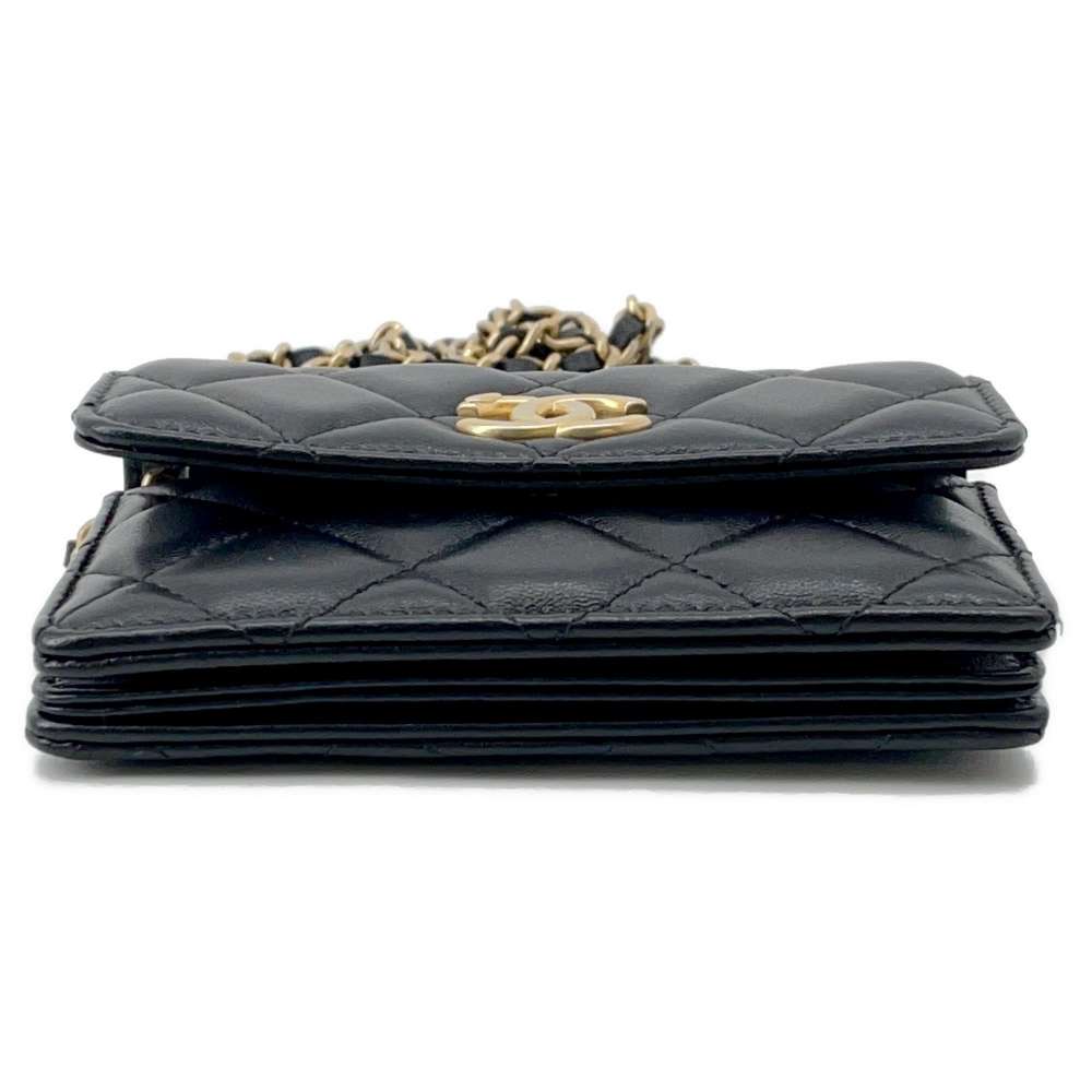 CHANEL Faux Pearl Handle Chain Shoulder Bag Black AP2274 Lambskin