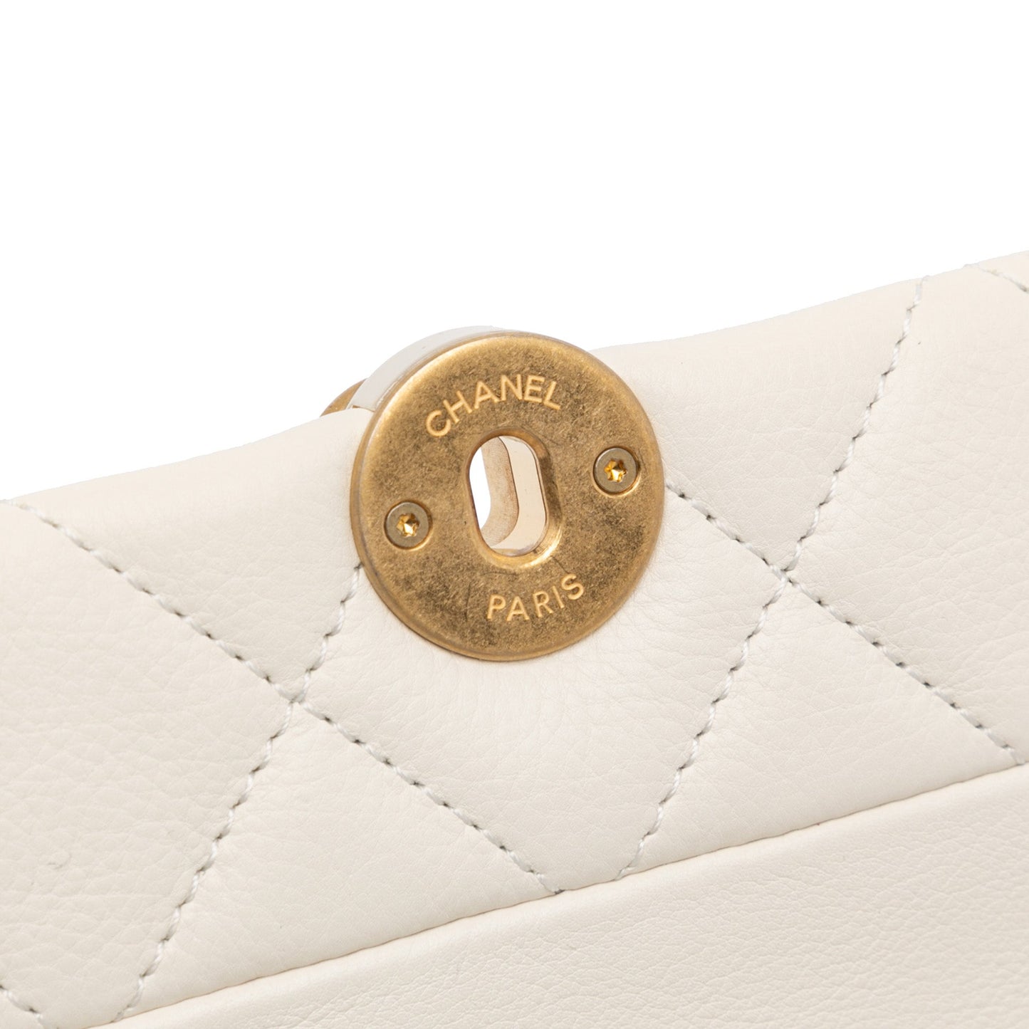 White Chanel Quilted Calfskin Pearl CC Accordion Flap Crossbody Bag