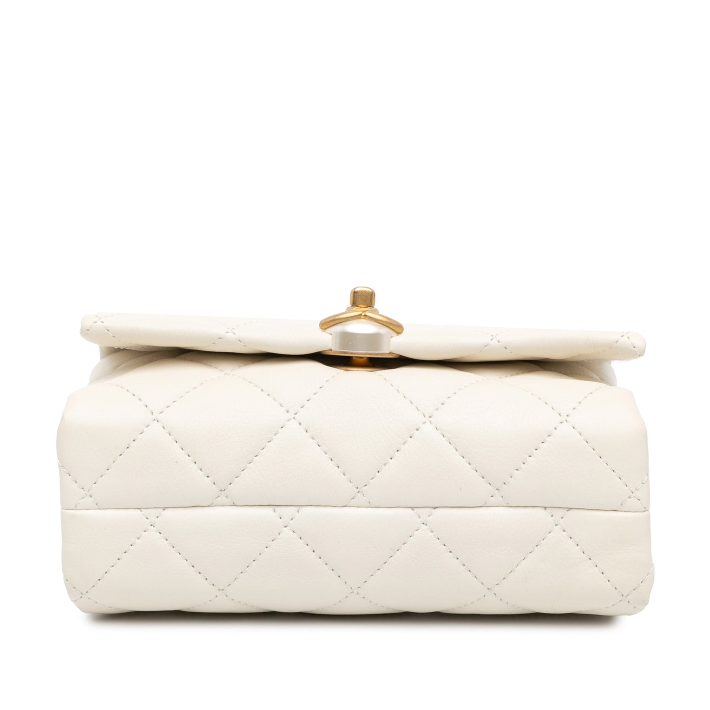 White Chanel Quilted Calfskin Pearl CC Accordion Flap Crossbody Bag