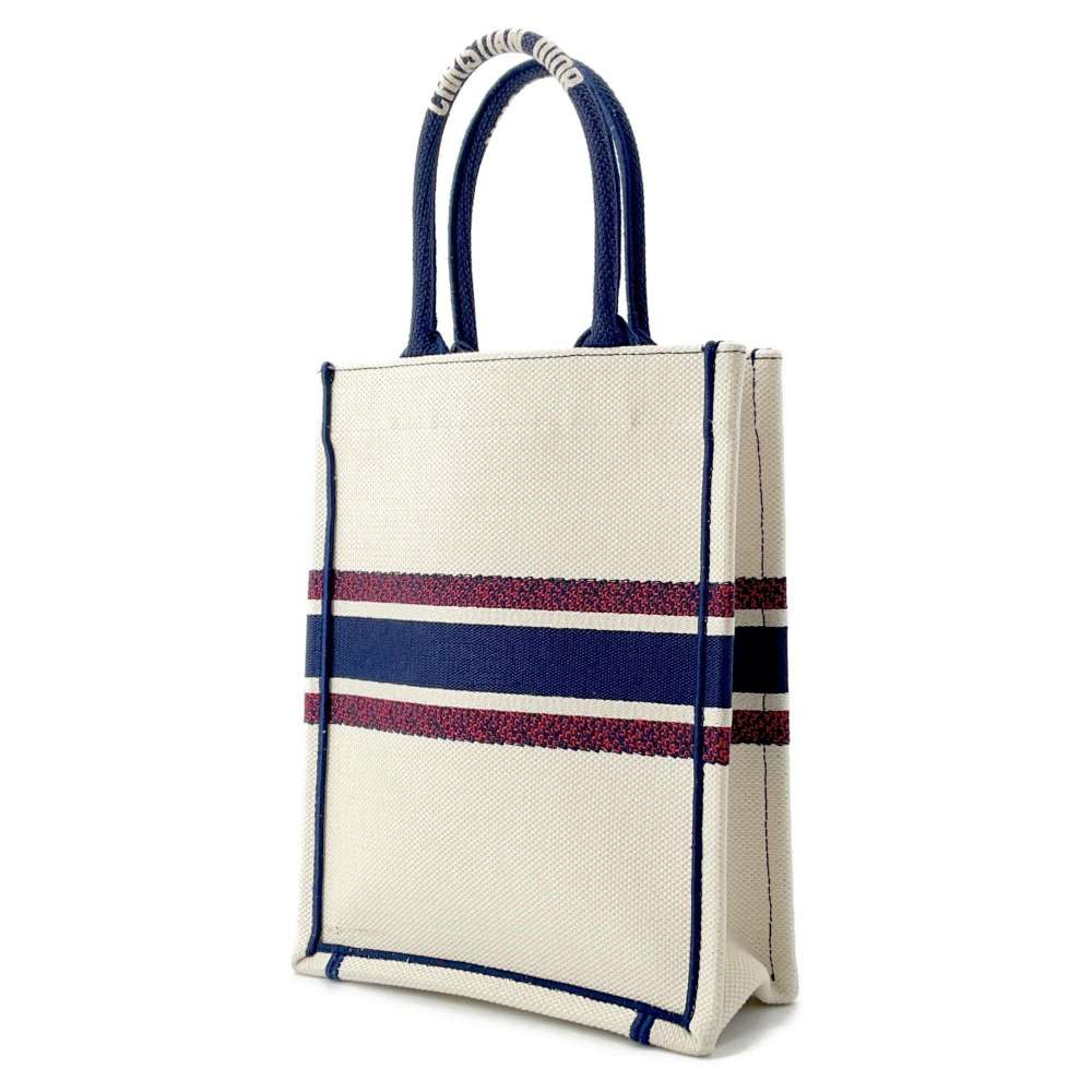 Dior book tote vertical Ivory/Navy/Red Canvas Size Mini
