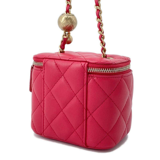 CHANEL Matelasse Vanity ChainShoulder Bag Red AP1447 Lambskin