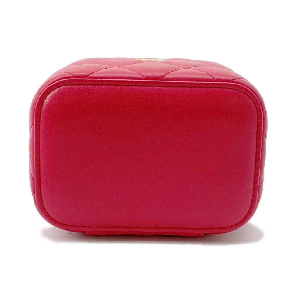CHANEL Matelasse Vanity ChainShoulder Bag Red AP1447 Lambskin