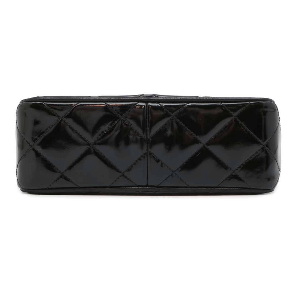 CHANEL Tassel ChainShoulder Bag Black Patent Leather Leather Size Mini