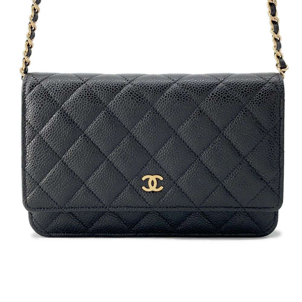 CHANEL Chain Wallet Classic Black AP0250 Caviar Leather