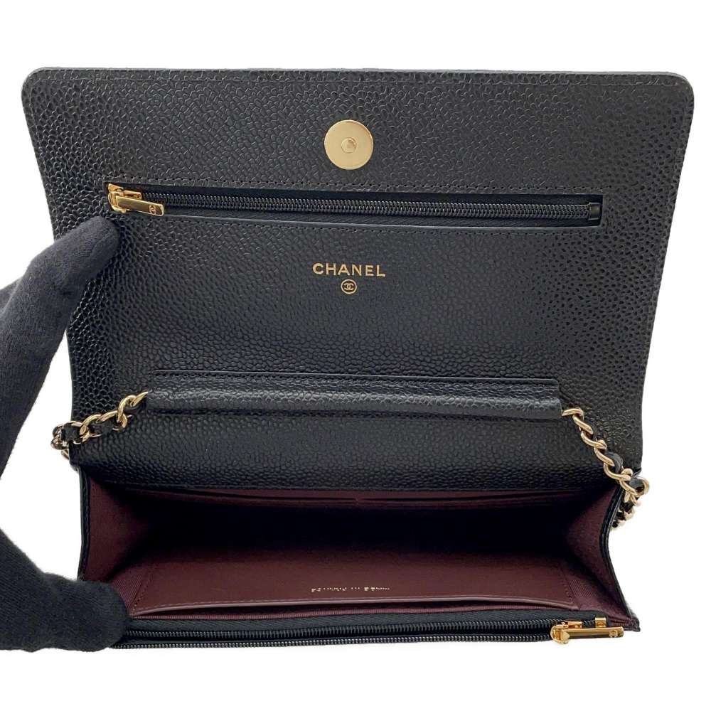 CHANEL Chain Wallet Classic Black AP0250 Caviar Leather