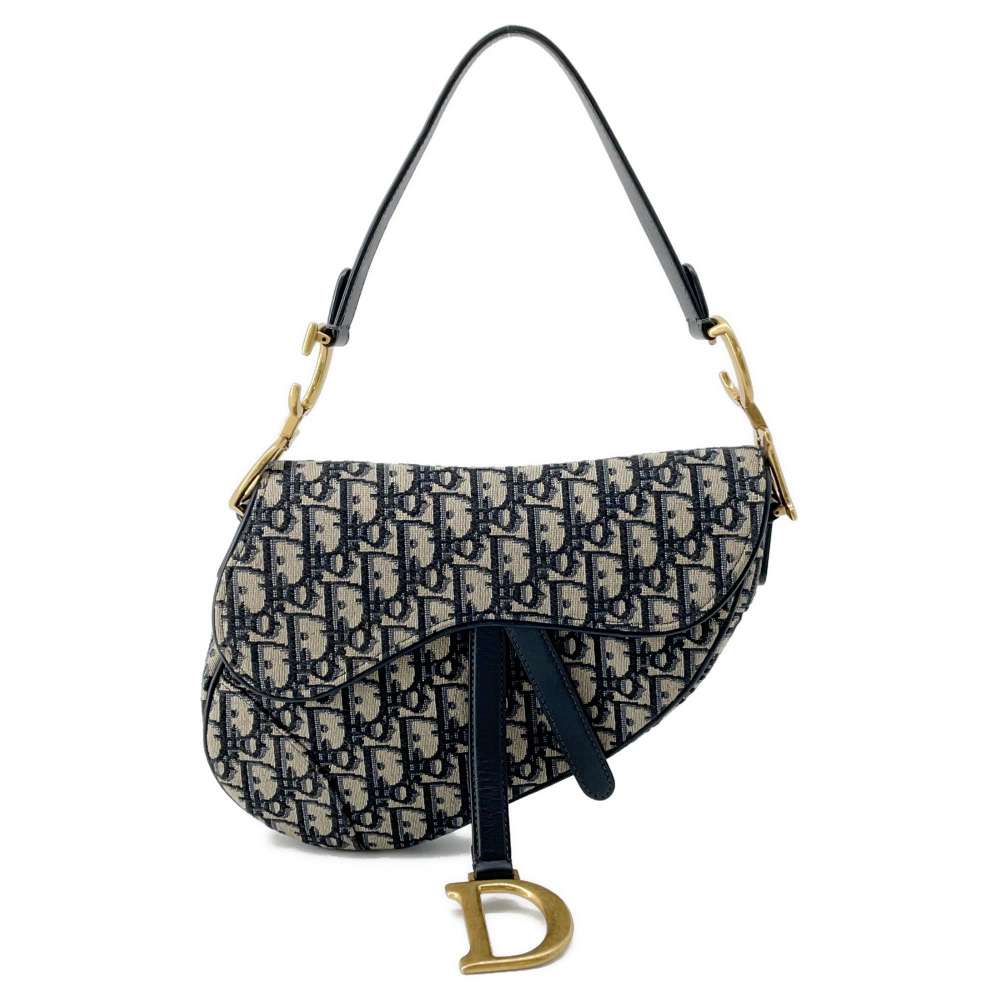 Dior Oblique Saddlebag Navy M0446CTZQ Canvas Leather